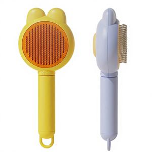 Ventes chaudes, brosse à poils pour animaux de compagnie en forme d'oreille de chien ou de chat, avec logo personnalisé, couleur personnalisée, pour enlever les poils, toilettage, auto-nettoyante, peigne à picots lisses en acier inoxydable - Product Image 1