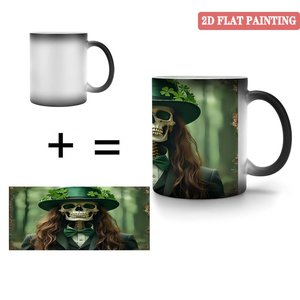 Sublimation Blank Mug 11oz Frosted Black <b>Ceramic</b> Heat Changing <b>Cup</b> - Product Image 4
