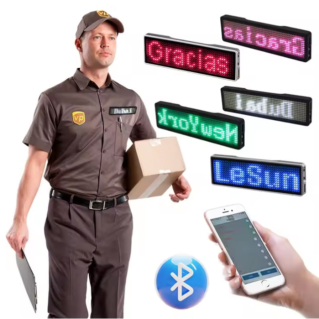 Wireless Bluetooth Rectangle Mini Plastic LED Name Board DIY Programmable Digital Scrolling Message Display Sign Advertising