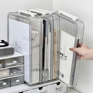 Transparent A4 Document <b>Storage</b> <b>Box</b> <b>With</b> <b>Lid</b> For Exam Papers Office Home Organization Rectangle Standing Type Semi Transparent - Product Image 1