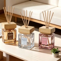 Bouteille en verre aromatique carrée vide de 50 ml, 100 ml, 150 ml, 250 ml, 500 ml, marron/rose/noir, pour diffuseur de parfum d'ambiance
