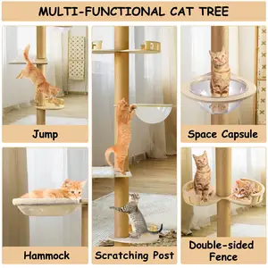 Petdom grandi gatti Condo Trees Play Furniture Scratcher Modern Cat soffitto albero torre multistrato Cat Climbing Frame Tree