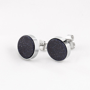 Pendientes yunnique de acero de titanio, cielo nocturno, piedra de arcilla púrpura, geométricos, minimalistas, joyería de moda unisex - Product Image 1