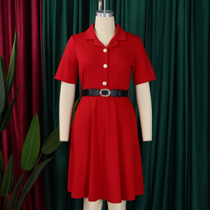Robe <span class=keywords><strong>de</strong></span> <span class=keywords><strong>bureau</strong></span> pour femmes, nouvelle mode élégante, tempérament féminin, taille cintrée, manches courtes, couleur unie, style africain - Product Image 5