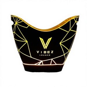 Modern <b>Plastic</b> Boat Shape 8L LED Ice Bucket with Yellow Light Durable & Easy to Clean for Camping Party and Night Club - Product Image 4