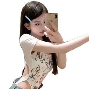 T-shirt <span class=keywords><strong>col</strong></span> rond femme <span class=keywords><strong>col</strong></span> <span class=keywords><strong>bateau</strong></span> haut court personnalisé avec jersey doux - Product Image 1