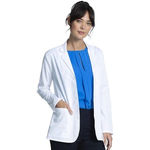 <strong>Cotton</strong>-Polyester OEM Custom Unisex <strong>Surgical</strong> Medical Scrub Consultation White Lab Coat Long Sleeve 3 Pockets Easy Care Lab Coat - Product Image 4