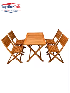 Meubles d'extérieur pliables, table d'extérieur en bois pliable, table de patio portable, bureau et chaises de jardin stables pour le loisir - Product Image 6