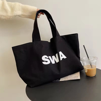 Sac bandoulière messager en toile de coton noir pour homme, style mode, personnalisable avec logo