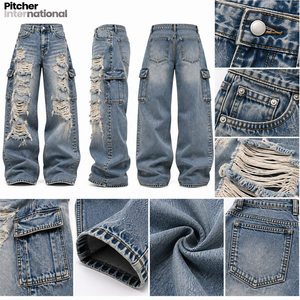 Wholesale <b>mens</b> loose denim <b>pants</b> Custom <b>mens</b> loose denim <b>pants</b> Loose jeans Heavyweight Denim Low MOQ Streetwear - Product Image 6