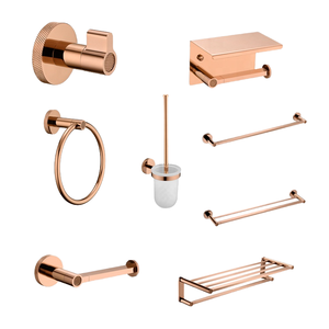 Accesorios de Baño de Metal Modernos y Ecológicos de Alta Calidad, Juego de Ocho Piezas, Color Bronce - Product Image 4