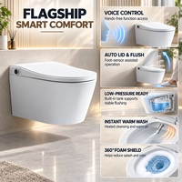 WC intelligent mural haut de gamme avec commande vocale, couvercle automatique, réservoir intégré, bidet à eau chaude instantanée et bouclier de mousse rotatif