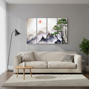 Elegant <b>Printed</b> <b>Canvas</b> Artwork: Mountain View Japanese Minimalism,SET OF 4 <b>CANVAS</b> - Product Image 3