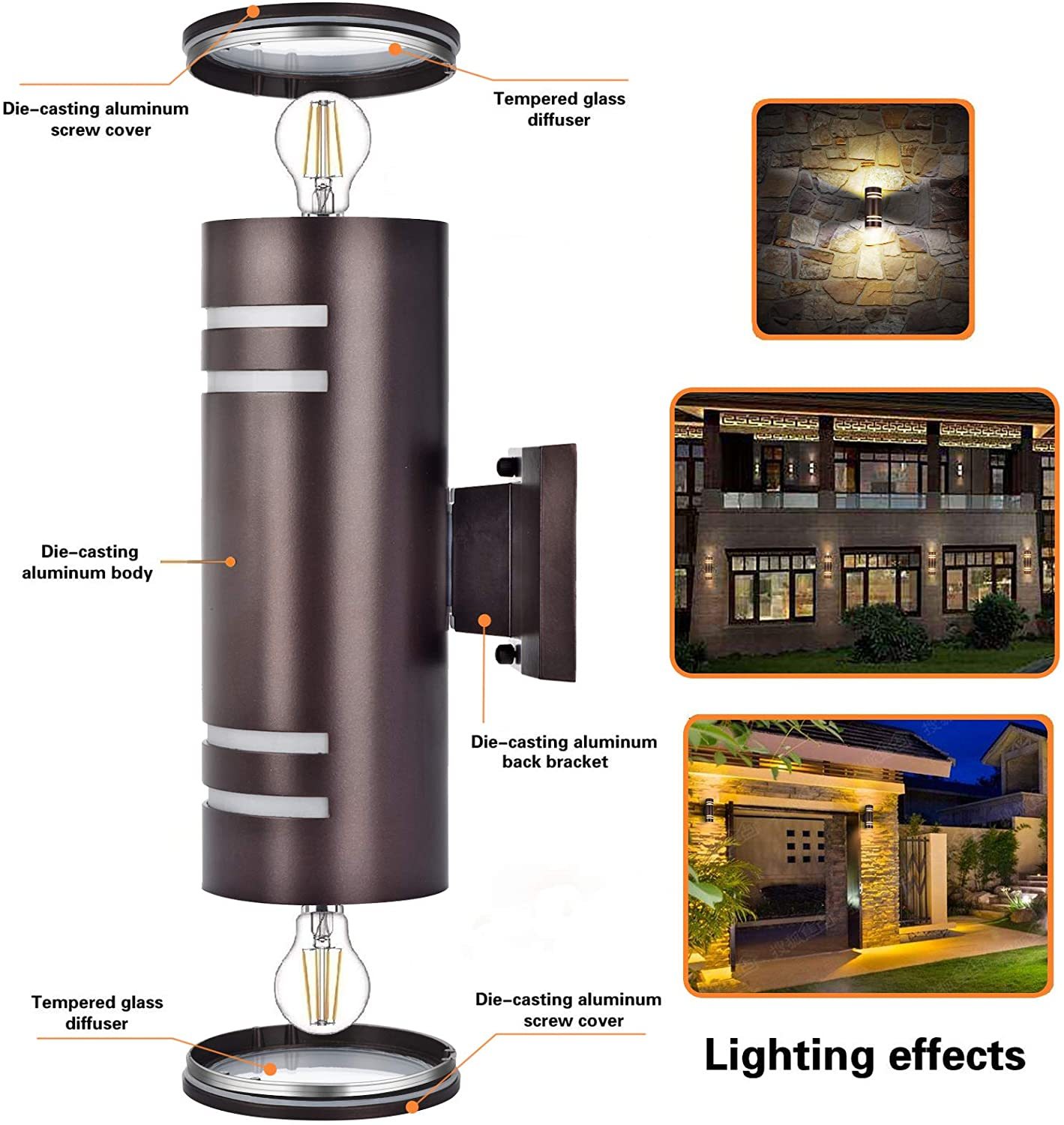 ETL CE Rohs Modern Home Lighting E26 LED Wall Light Hotel Villa Exterior Mounted Waterproof Cylinder Outdoor Wall Lamp · image 4
