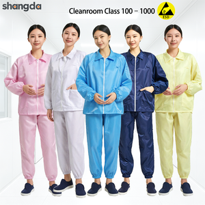 Lint Free ESD Anti-Static Polyester Carbon Fiber Cleanroom Class 100-1000 Protective Working Suit Washable Coverall