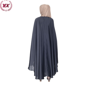 <span class=keywords><strong>Extravagant</strong></span> simple couche à manches longues Robe avant ouvert fil broderie Abaya luxe femmes musulman islamique gris foncé caftan - Product Image 6