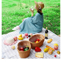 Panier de rangement moderne et minimaliste en PP tissé, à porter à la main, pour les collations, les pique-niques, les fruits