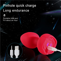 LOVE Erwachsenen-Sexshop: Rosenförmiger Elektrischer Analplug aus Silikon mit Farbwechsel, Vibration und Rotationsfunktionen