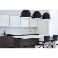 Armoire de cuisine moderne sans poignées en PET, armoires supérieures en PET blanc brillant, ensemble de cuisine sur mesure de style européen