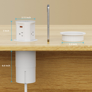 Enchufe Eléctrico Inteligente Retráctil con Carga Inalámbrica de 15W, 4 Tomas de Corriente, Resistente al Agua, con Sistema Neumático ABS para Cocina - Product Image 4