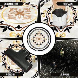 พรมเช็ดเท้าทรงกลมลายเหรียญราชวงศ์ ใยโพลีเอสเตอร์หนา ตกแต่งบ้าน สำหรับทางเข้าบ้านและห้องนั่งเล่น 24JZR0002 - Product Image 4