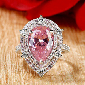 Anello da Cocktail F1313 per Donna, Forma a Cuore con Quarzo Rosa, Incastonatura Pavé, Anelli di Moda per Fidanzamento - Product Image 2