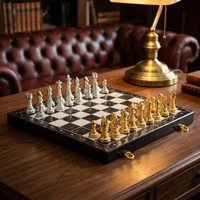 Jeu d'échecs pliable en plastique 39cm 90mm, pièces lourdes dorées métalliques, boîte, pour tournoi professionnel, décoration intérieure, kit de jeu de stratégie Staunton