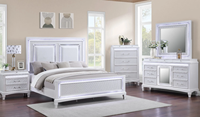 Ensemble de chambre à coucher de luxe en bois massif avec LED blanches, lit King/Queen, meubles modernes, table de chevet, commode, miroir, meubles de maison