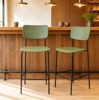 Tabouret de bar nordique avec siège en plastique PP et structure métallique, chaise haute pour café, restaurant, îlot de cuisine, salle à manger, bureau, usage commercial