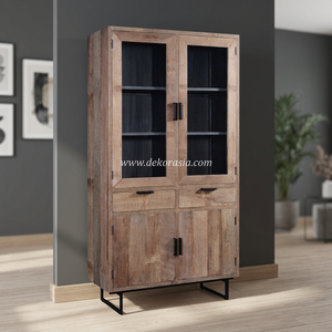 Armoire de rangement multifonctionnelle moderne de luxe en teck stratifié/métal pour chambre à coucher, salon, bar à domicile, salle à manger - Modèle JAF 18017I-TL - Product Image 2
