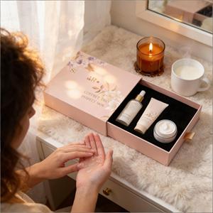 Caja de Regalo de Lujo con Diseño Floral Rosa, Caja de Almacenamiento para Cosméticos, Estuche de Regalo Extraíble, Caja de Regalo para Kit de Cuidado de la Piel - Product Image 3