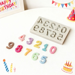 แม่พิมพ์ซิลิโคนสำหรับทำเค้กวันเกิด รูปดอกกุหลาบ แม่พิมพ์ซิลิโคนรูปตัวเลข แม่พิมพ์ตกแต่ง DIY - Product Image 2