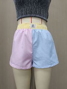 กางเกงขาสั้นลายทางสำหรับผู้หญิงกางเกงลำลองสำหรับฤดูร้อนกางเกงขาสั้นเอวสูงยืดตรงตรงสีเข้าคู่กับกางเกงทรงหลวม - Product Image 2