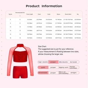 Robe de danse latine pour filles de 6 à 16 ans, tenue de performance, tenue de danse de gymnastique, haut court avec short, ensembles pour cours de danse - Product Image 6