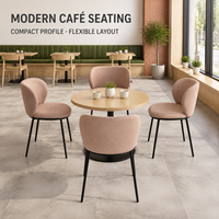Chaises de café, chaise asymétrique à dossier enveloppant avec revêtement en bouclette pour hôtel, café, bistrot, restaurant, salon, sushis, cantine japonaise