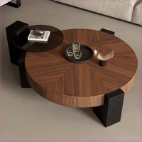 Ensemble table basse moderne et minimaliste italien haut de gamme couleur noyer design de luxe clair avec style médiéval pour salon