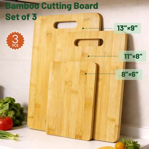 Ensemble de 3 planches à découper en bambou pour la cuisine, avec poignée, pour la viande, les légumes, les fruits, les charcuteries, <span class=keywords><strong>planche</strong></span> à découper en bois de bambou - Product Image 6