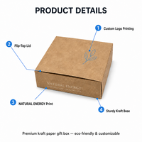 Boîte en papier kraft à prix de gros avec couvercle rabattable, base robuste, impression de logo, carton de présentation pour cadeaux d'entreprise