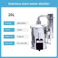 Destilador de Agua Eléctrico de Acero Inoxidable de 5-20 L/h con Control Automático, 220V/380V, 1 Año de Garantía, Protección IP55, 4.5-15kW, para Laboratorio