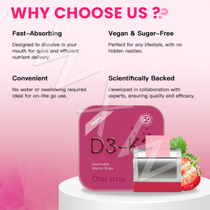 OEM Manufacturer Herbal Supplement Vitamin D3 K2 Strips with Calcium Bone Strength Support for Grow Taller <b>Height</b> Growth <b>Pills</b> - Product Image 2