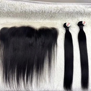 Lot de mèches de cheveux avec frontal en dentelle, ensemble économique de 4 mèches avec frontal en dentelle 13x4, vente en gros, 100% cheveux humains - Product Image 1