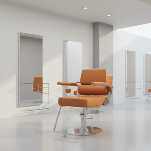 Sillón <span class=keywords><strong>de</strong></span> Barbería Moderno <span class=keywords><strong>de</strong></span> Cuero Sintético y Acero Inoxidable con Elevación Hidráulica y Giro <span class=keywords><strong>de</strong></span> 360 Grados para Peluquería - Product Image 3