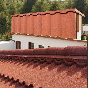 Las tejas de <span class=keywords><strong>pizarra</strong></span> largas modernas más vendidas, ignífugas, resistentes al calor, impermeables, duraderas, recubiertas de piedra, para techos de metal para casa - Product Image 3