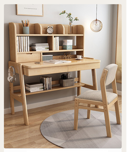 Escritorio doble de madera maciza, mesa larga para estudiantes de primaria y secundaria, escritorio de escritura en casa, sillas cómodas, uso en dormitorio para niños y niñas - Product Image 6