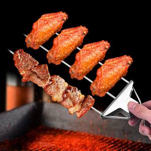 Venta al por mayor barbacoa Camping <span class=keywords><strong>Kebab</strong></span> tenedores planos Gadgets cocina Acero inoxidable 3 vías barbacoa parrilla pinchos - Product Image 5