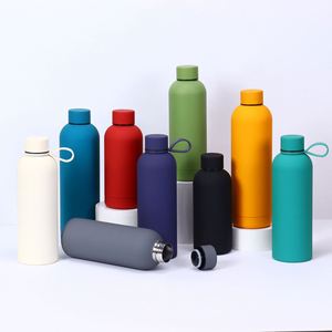 Bouteilles d'eau isothermes à double paroi en acier inoxydable 18/8 colorées, anti-corrosion, finition mate, avec corde, pour voyage et extérieur - Product Image 1