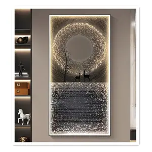 Hot Sell Modern Minimalist Animal Art Porch Crystal Porcelain Home LED Background Wall Animal Art Painting For Living Room