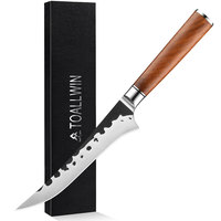 Couteaux de cuisine professionnels en acier inoxydable martelé à haute teneur en carbone avec manche en bois, couteau japonais, couteau à filet, couteau à désosser