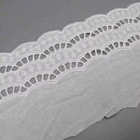 Dentelle brodée à œillets blancs en gros, bordure florale creuse tissée, largeur de 18,7 cm pour robe de mariée, couture de vêtements
