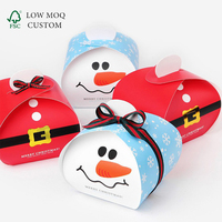 Boîtes à biscuits pliables de Noël, mini-boîtes cadeaux Père Noël et bonhomme de neige avec ruban pour l'emballage de bonbons de Noël